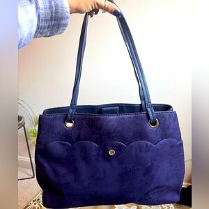 Lauren Conrad Blue Suede Shoulder Bag